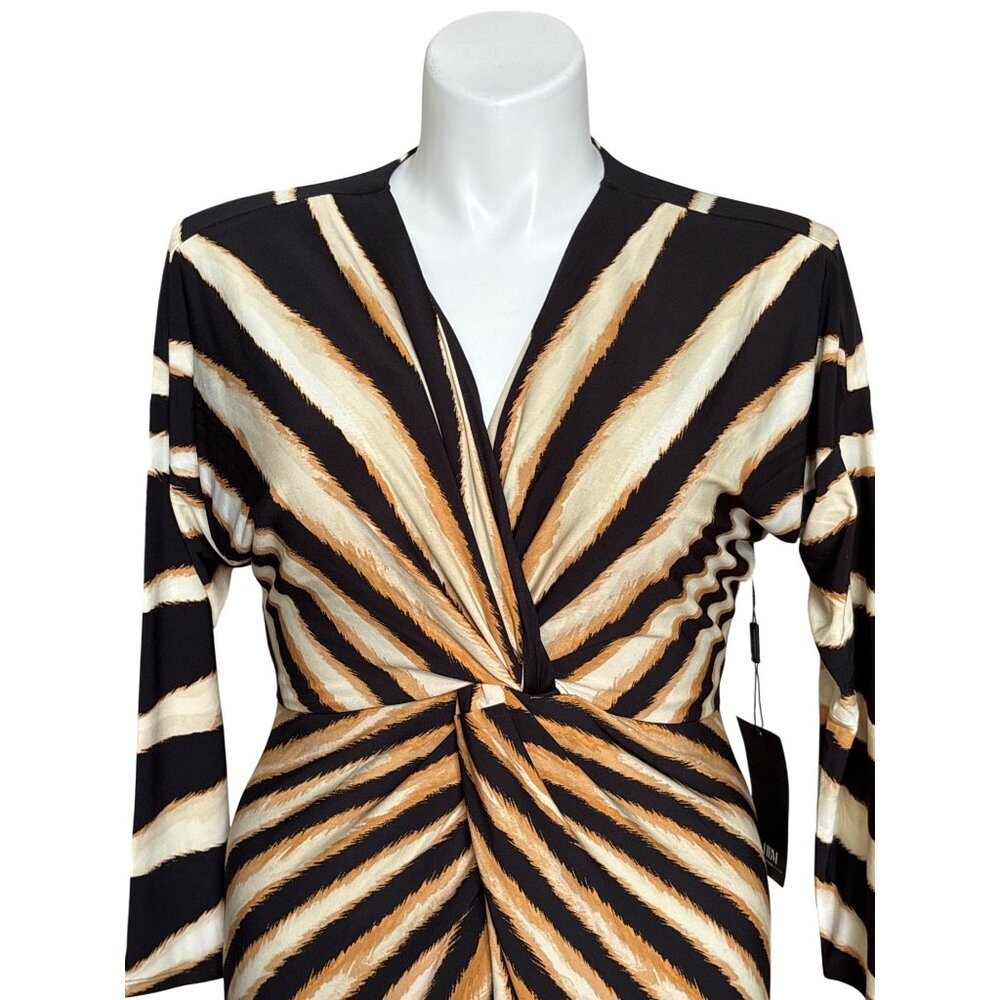 White House Black Market NWT $160 Women's Sunburst Front Twist Midi Dress, LP - Picture 6 of 14